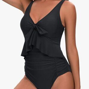 Qualifies 3/$50 swimsuit - One-Piece, ruched torso & ruffles - US 8